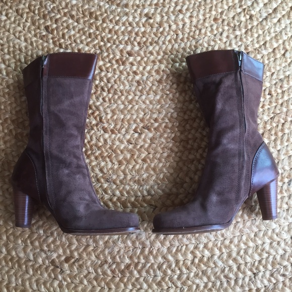 UGG Mid-Calf Suede & leather boots, wooden heel, 7 - Picture 4 of 14